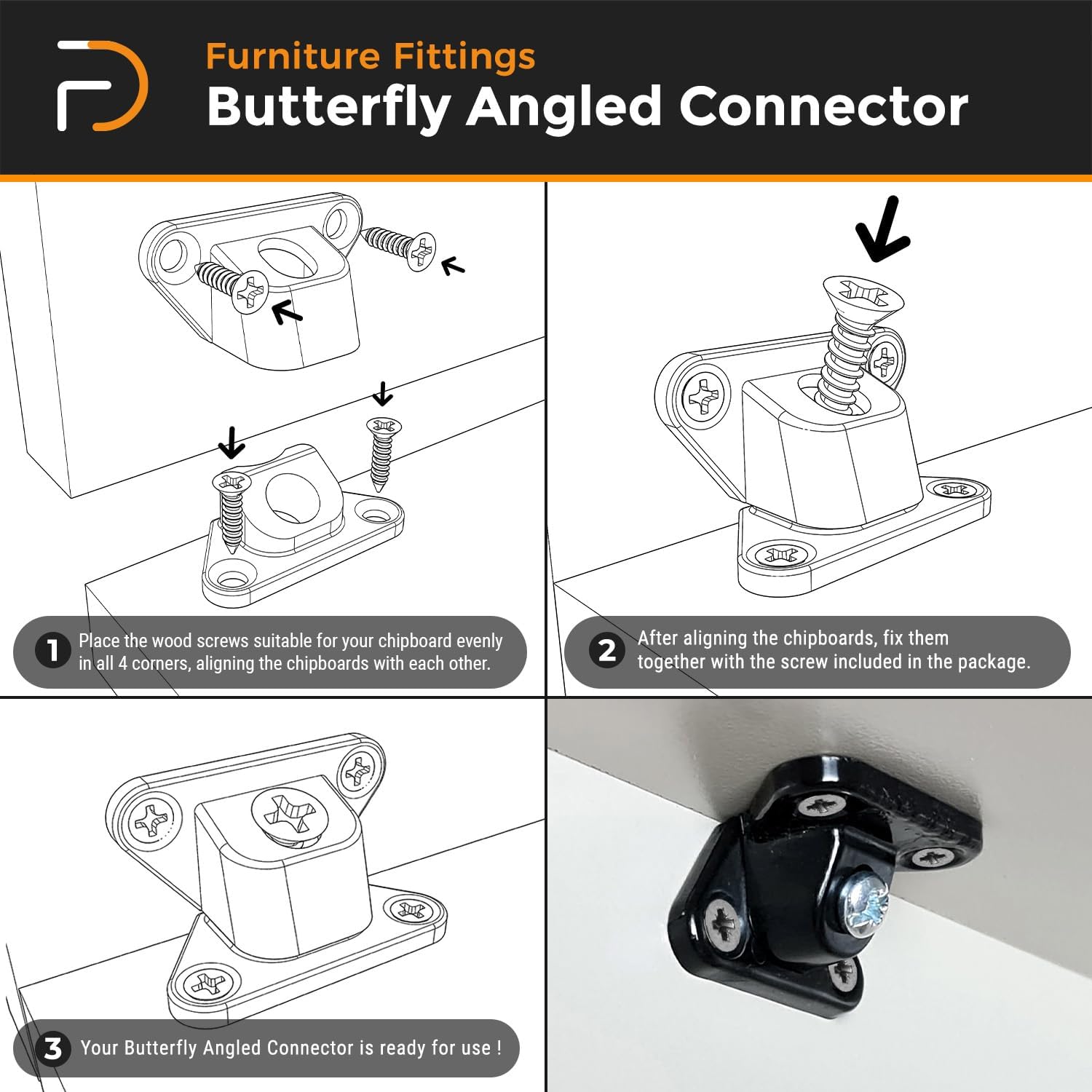 Butterfly Angled Connector - Corner Bracket (8 pair)