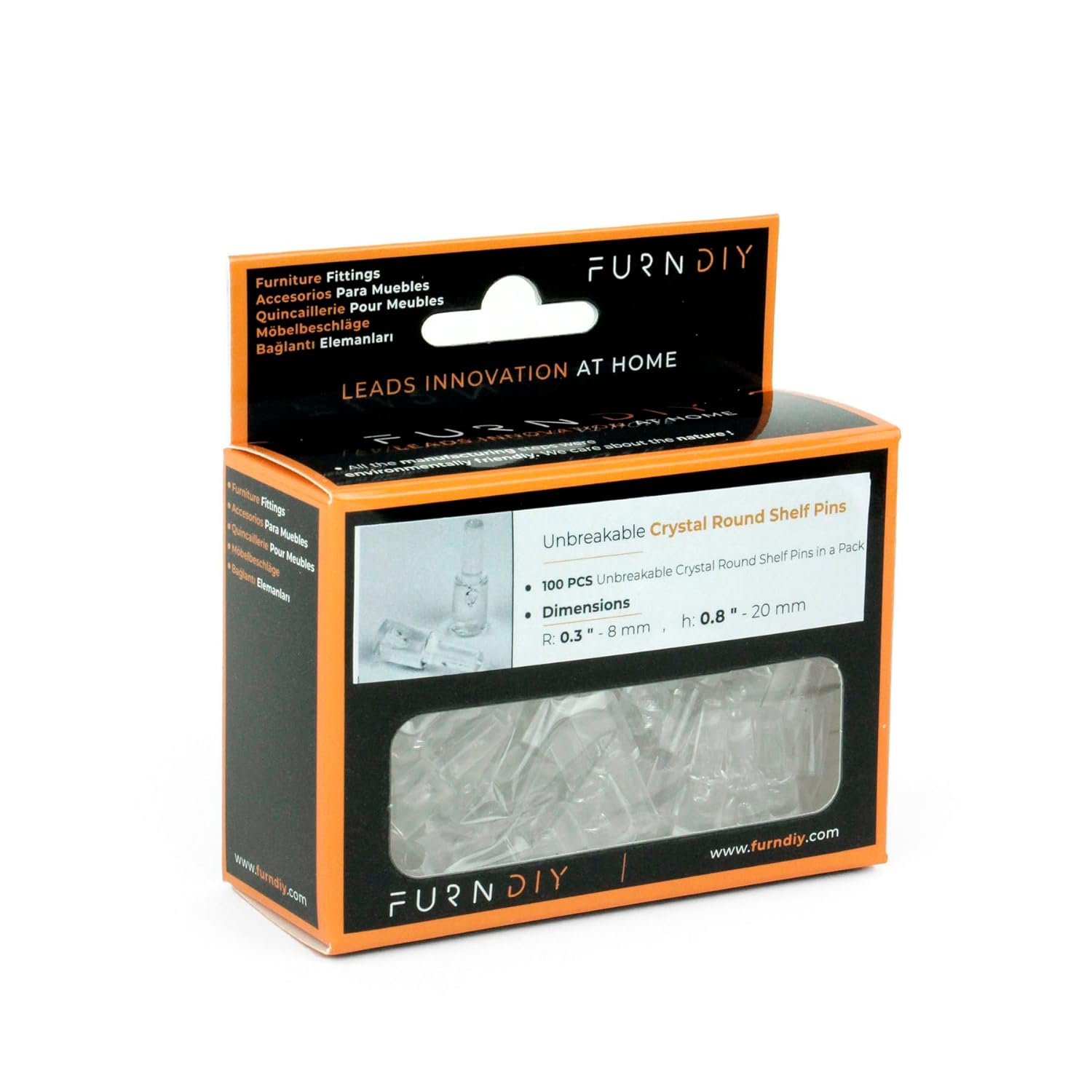 Unbreakable Crystal Round Shelf Pin | Shelves Support Pins | Holder Pins for Shelf Cabinet (100Pcs, Transparent)