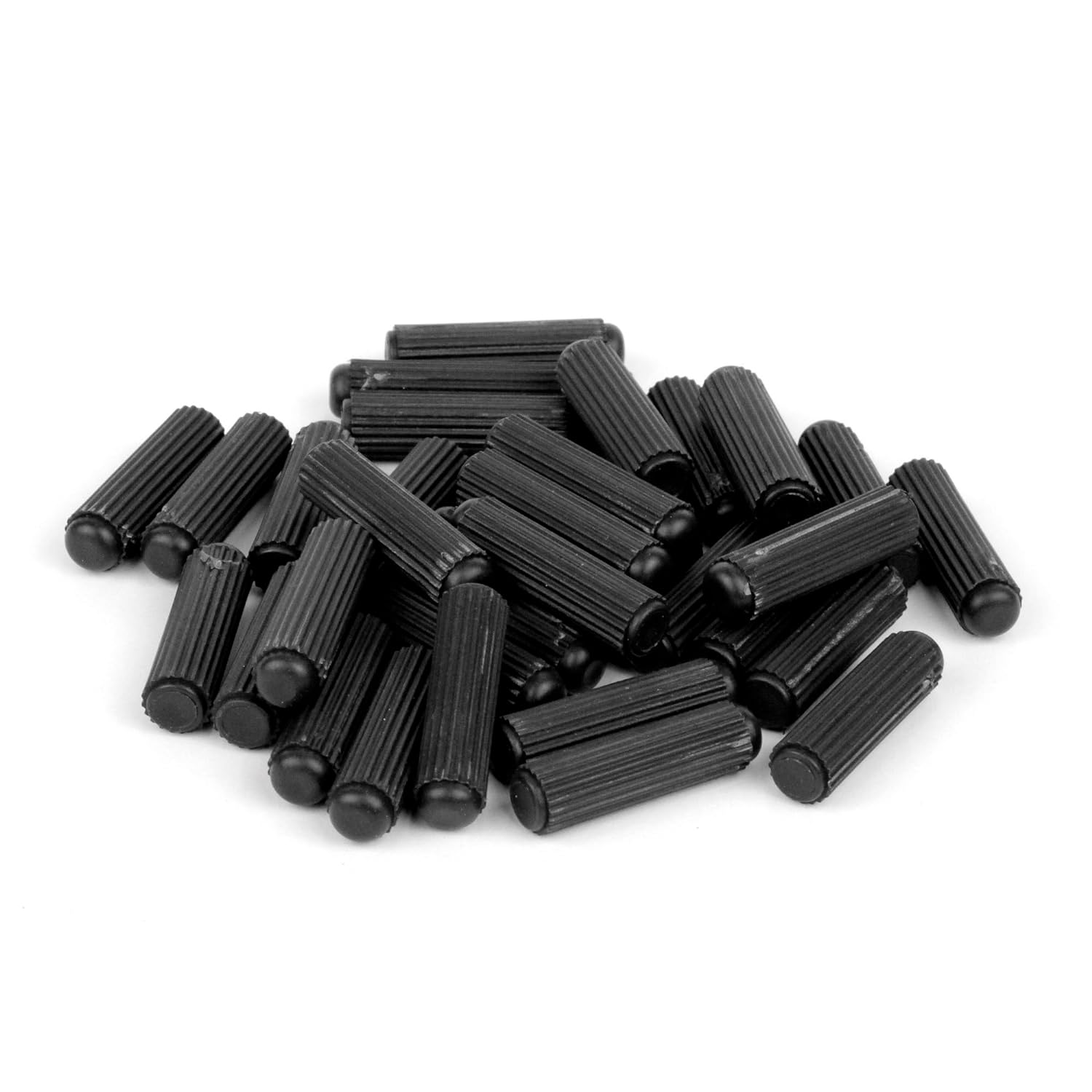 Plastic Dowel Pins, Fluted | Easier Insertion Straight Grooved Pins, Craft, DIY, Carpentry (Black)