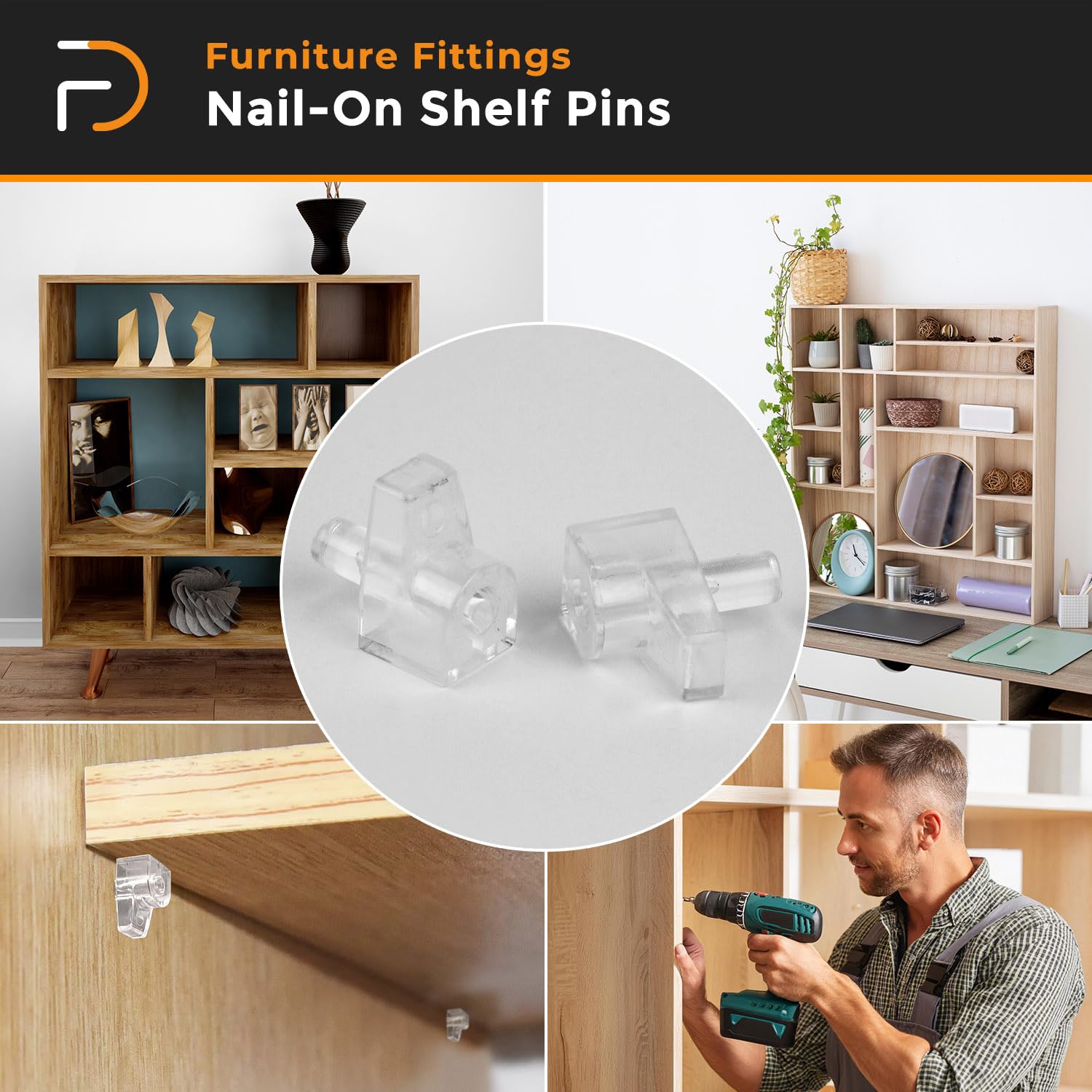 Unbreakable Crystal Shelf Support Pin | Shelf Holder Pins for Shelf Cabinet (100Pcs, Transparent)