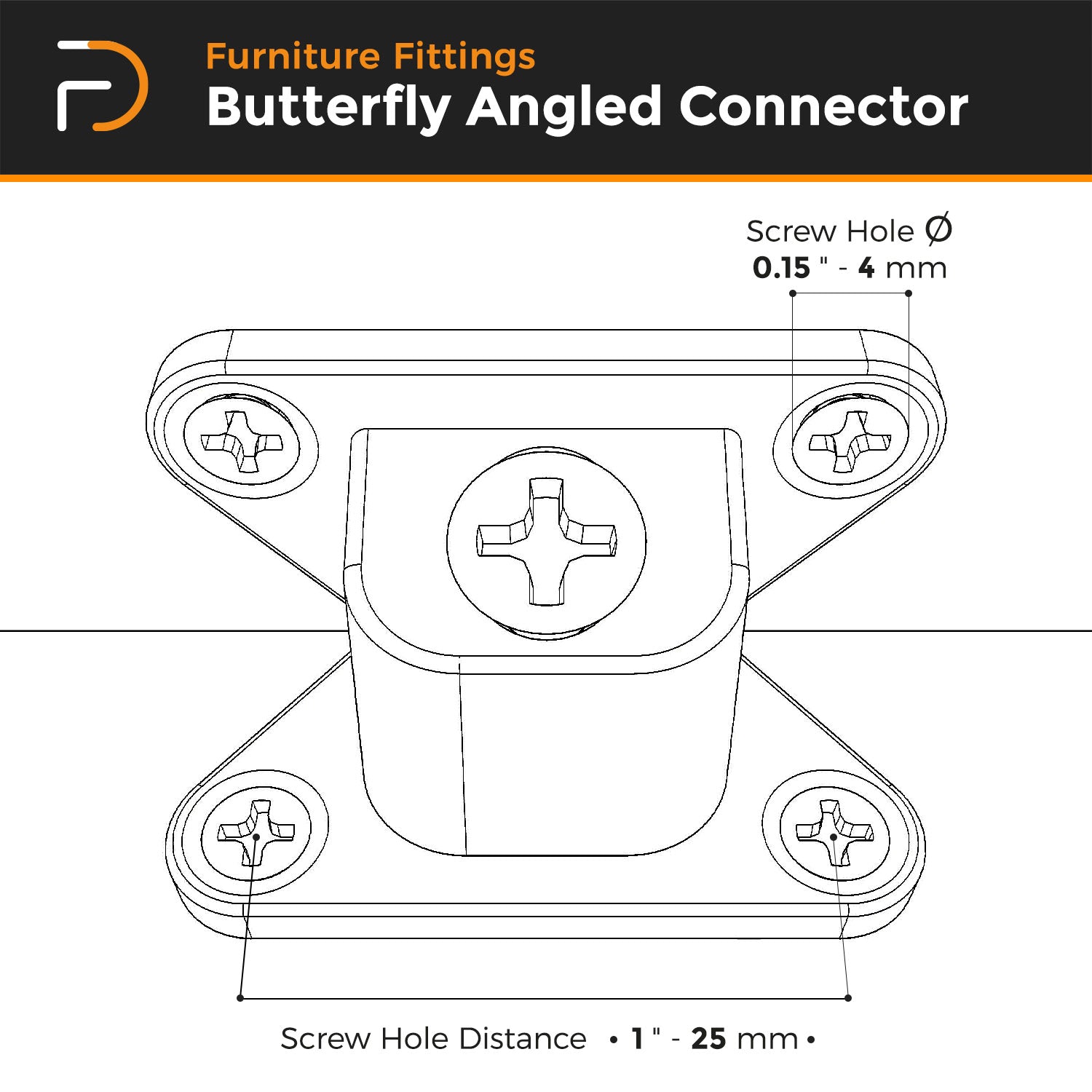 Butterfly Angled Connector - Corner Bracket (8 pair)