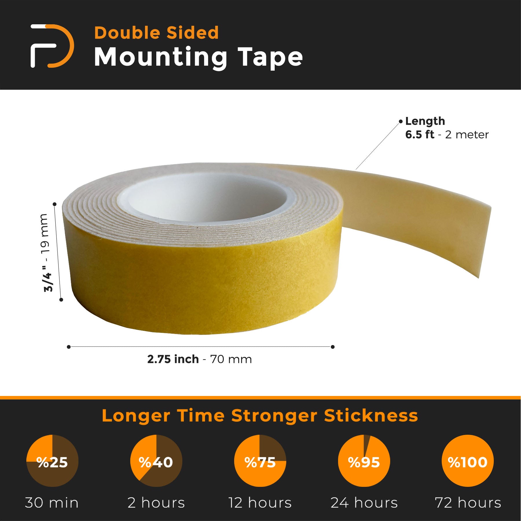Furndiy Double Sided Heavy Duty Mounting Tape, Indoor & Outdoor Waterproof Mounting Foam Tape, Strong Adhesion Tape