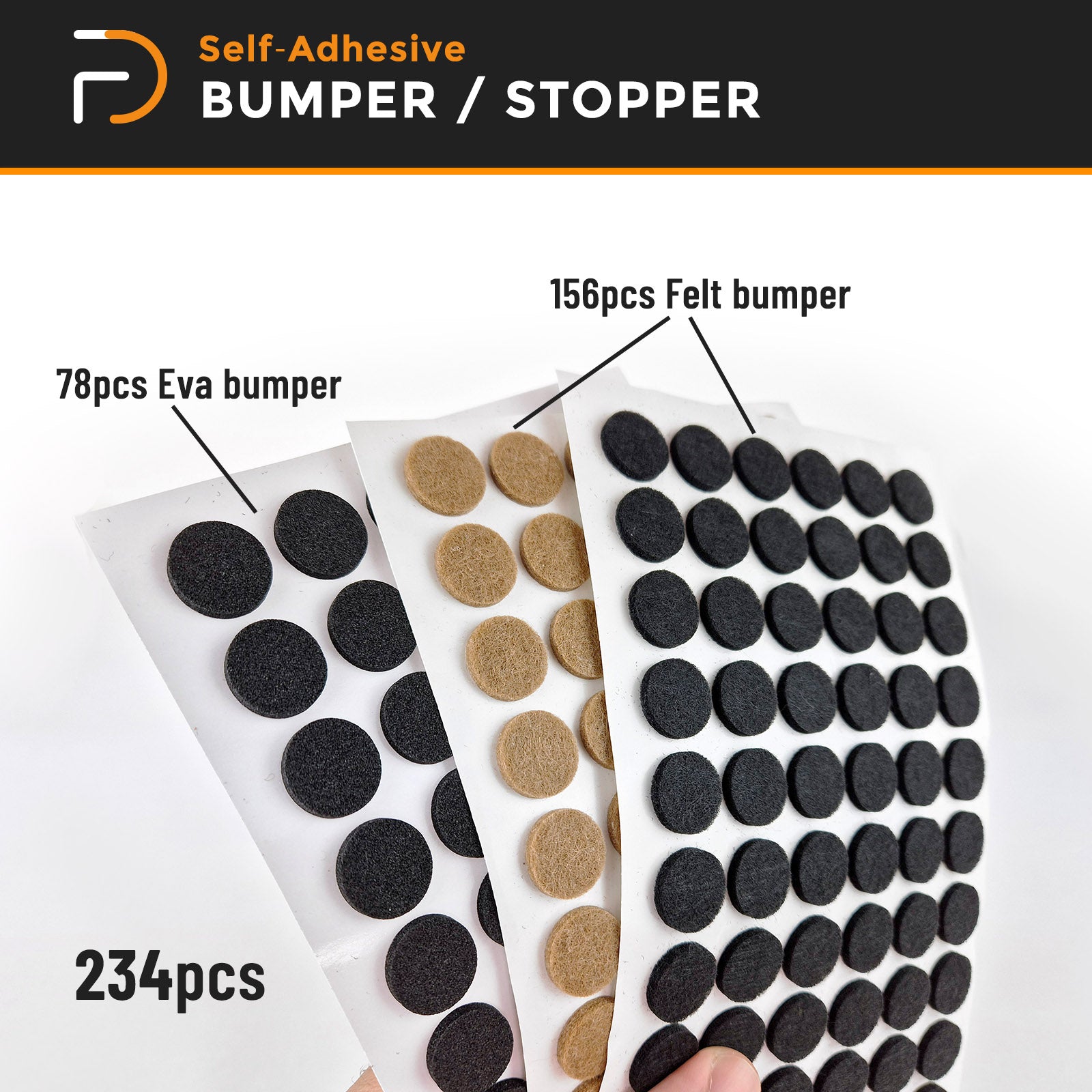 234Pcs Cabinet Door Bumpers - Noise Stopper - For Wall Protection, Drawers, Cupboards, Cutting Boards, Glass Tops, Picture Frames