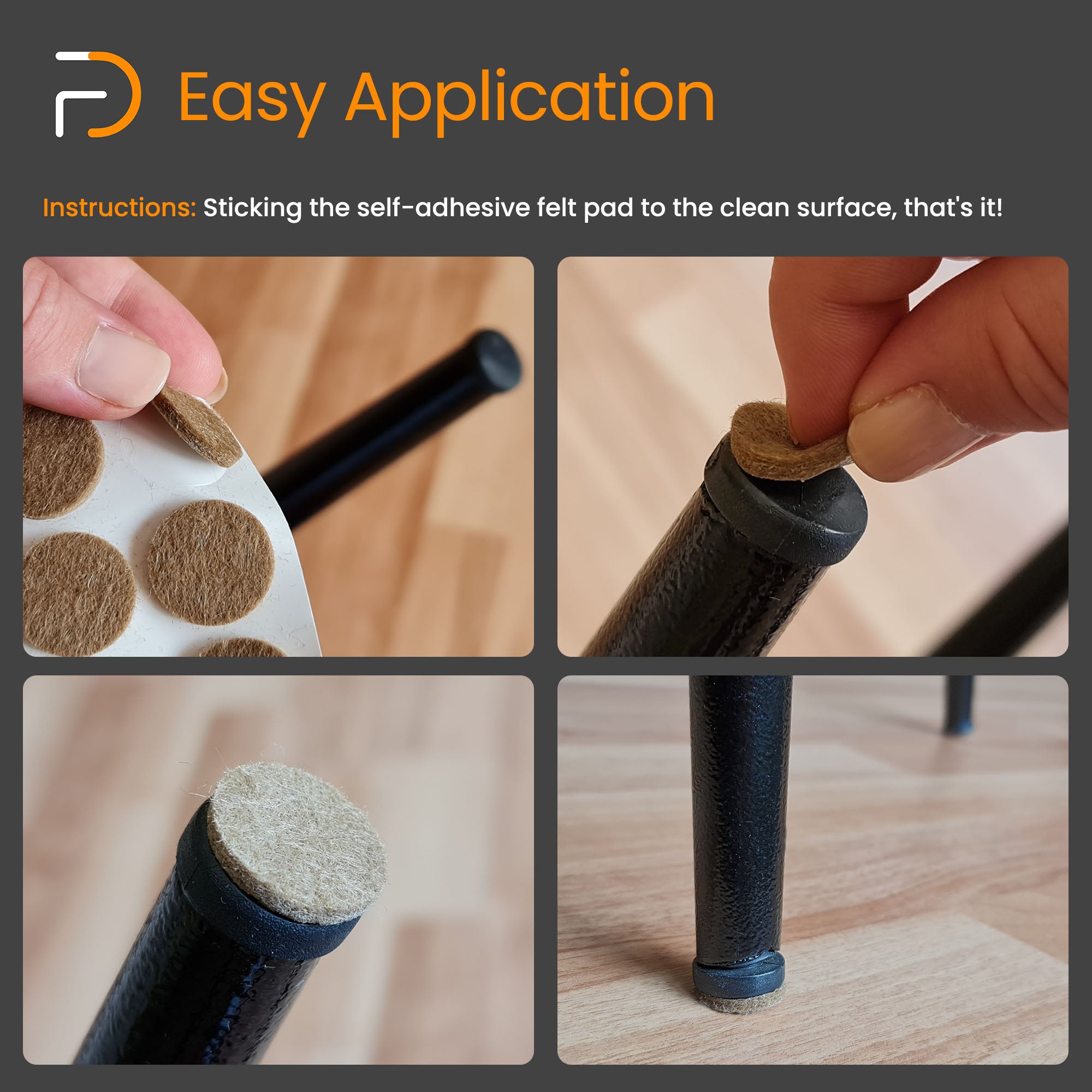 Furndiy Self-Adhesive Felt Pad - Noise Stopper Felt Pad for Chair & Seat (Black)
