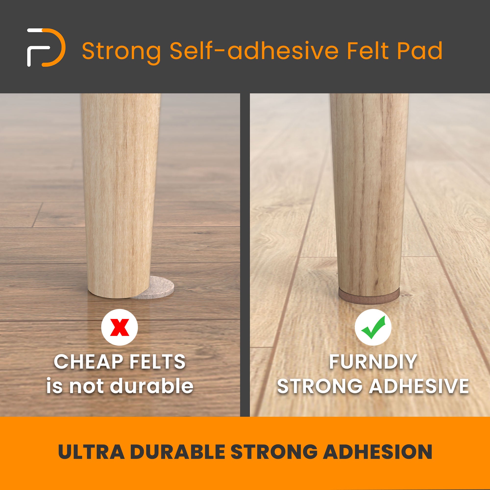 Felt Pad MEGA VALUE PACK 402Pcs - Self-Adhesive - Noise Stopper Felt Pad for Chair & Seat (Brown-Black)