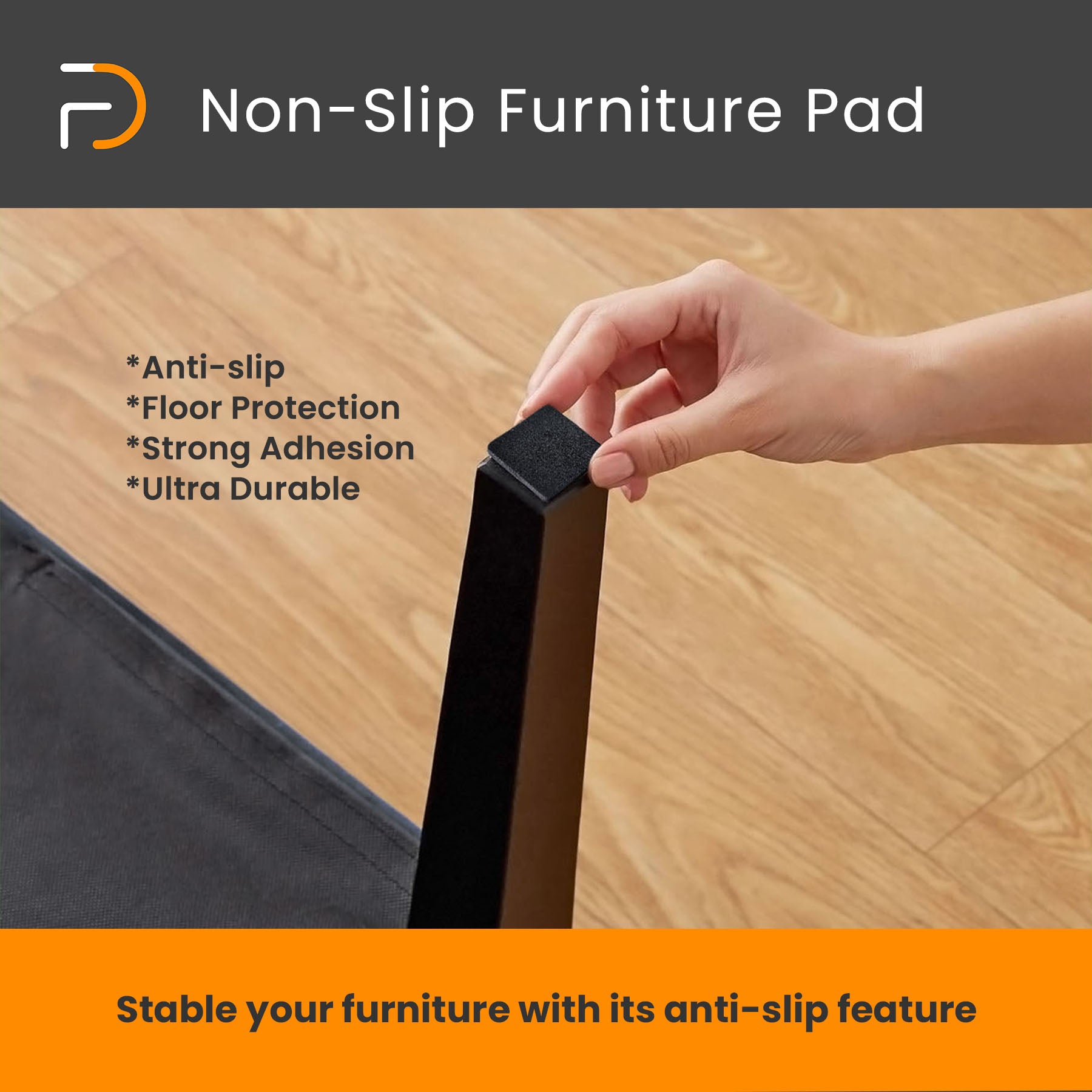 Furndiy Self-Adhesive Non-Slip Eva Pads for Chair & Seat Furniture Feet Pads Hardwood Floor Protection - Noise Stopper (Black)