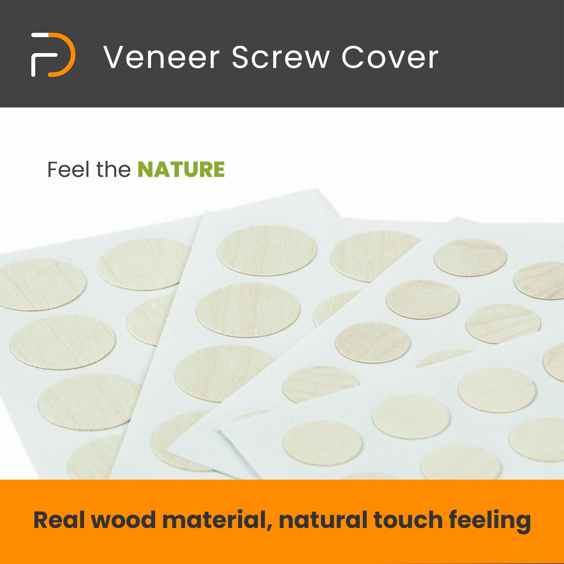 Self-Adhesive Real Wood Veneer Screw Cover Caps - Maple