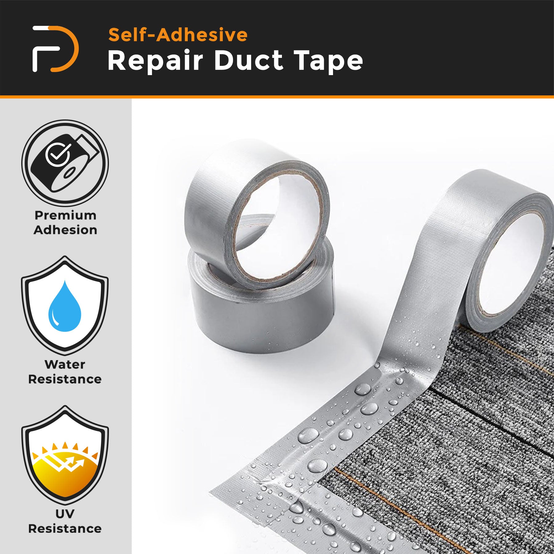 Furndiy Duct Tape, Heavy Duty Repair Tape, High Temperature Sealing, Patching HVAC, Insulation, Airproof