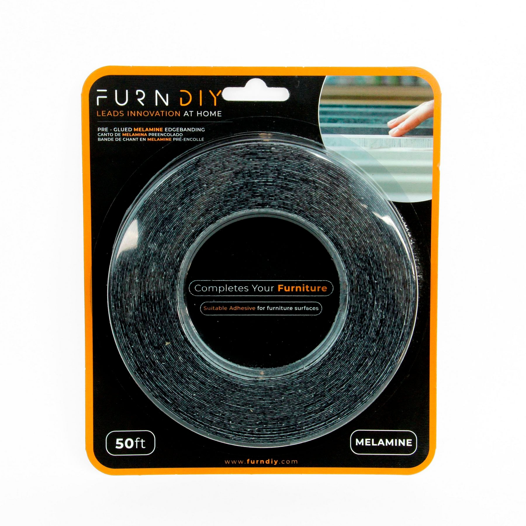 Roll of Pre-Glued Melamine Edgebanding Tape - Iron on Edgebanding (Anthracite Grey)