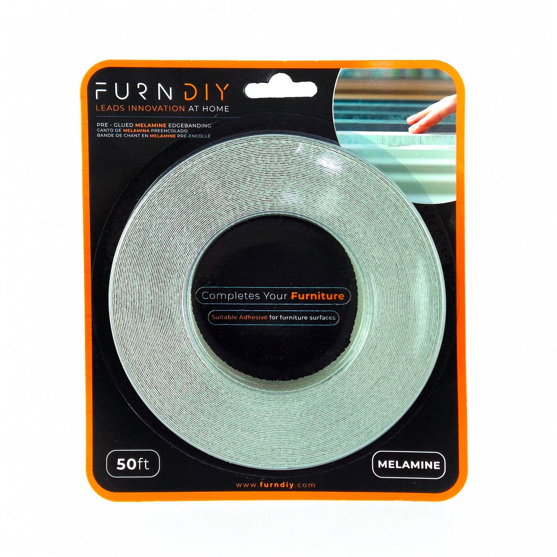 Roll of Pre-Glued Melamine Edgebanding Tape - Iron on Edgebanding (3/4" x 50ft)