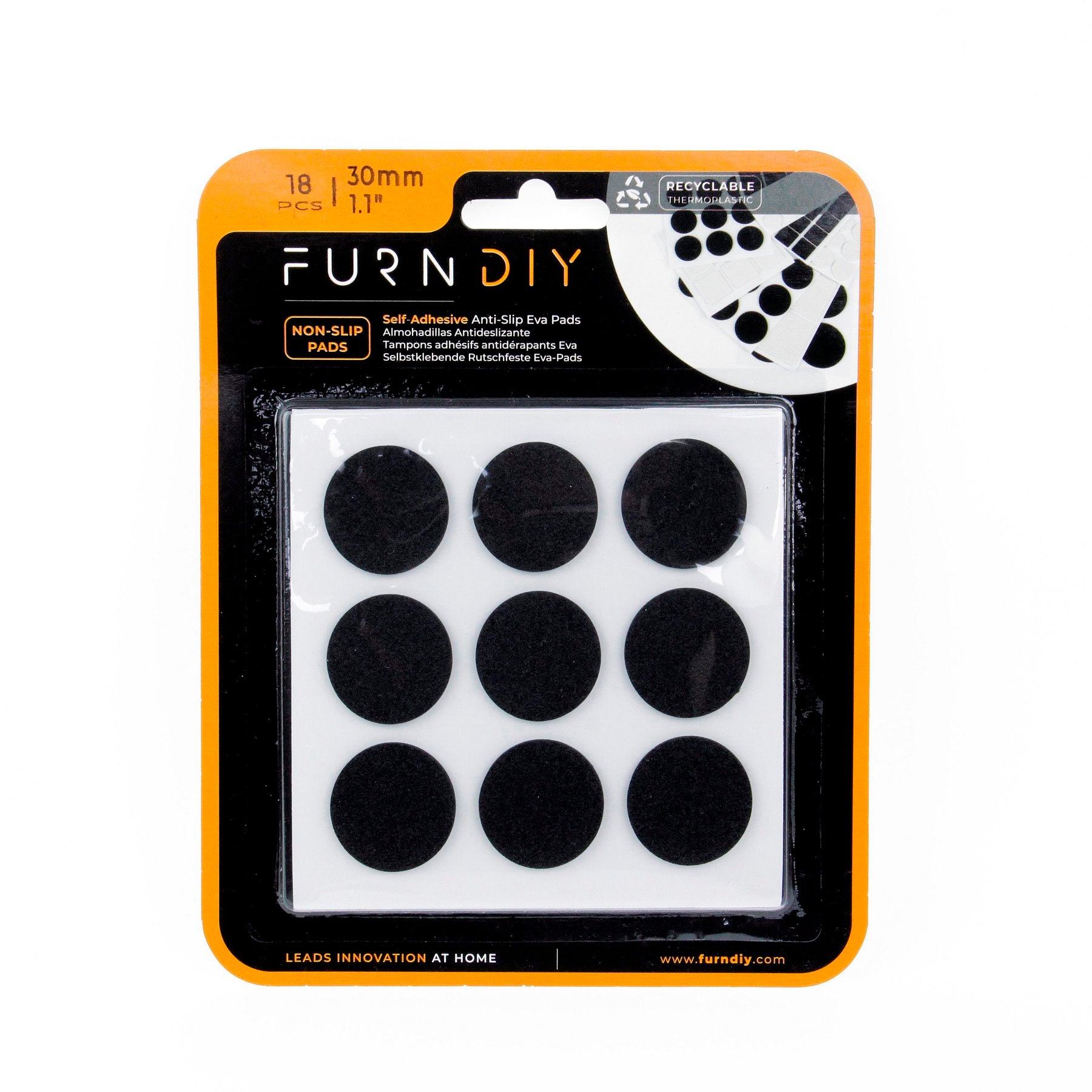 Furndiy Self-Adhesive Non-Slip Eva Pads for Chair & Seat Furniture Feet Pads Hardwood Floor Protection - Noise Stopper (Black)