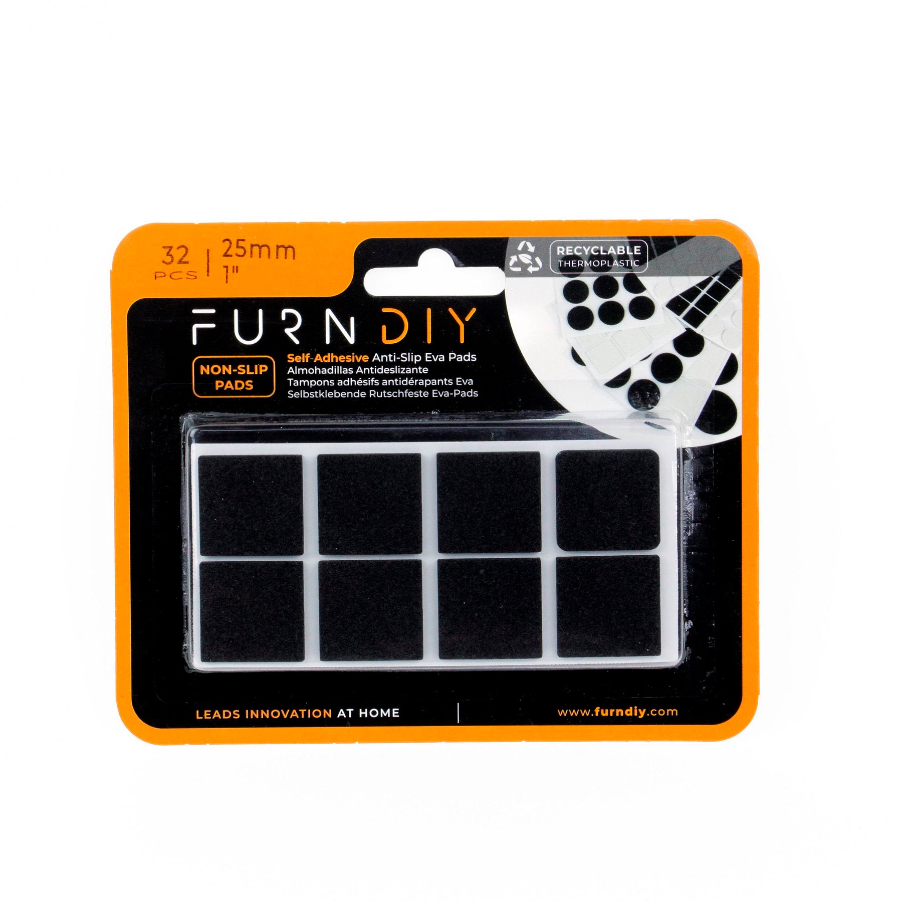 Furndiy Self-Adhesive Non-Slip Eva Pads for Chair & Seat Furniture Feet Pads Hardwood Floor Protection - Noise Stopper (Black)
