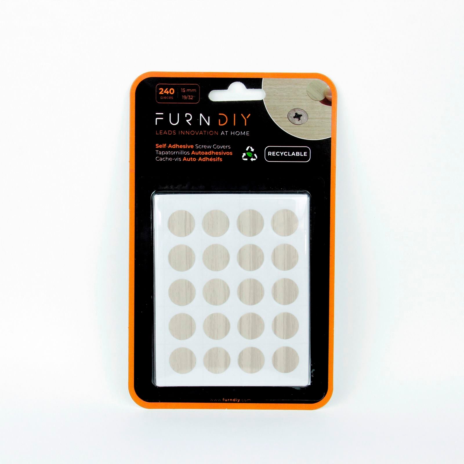 Furndiy Self-Adhesive Screw Cover Caps (Birch)