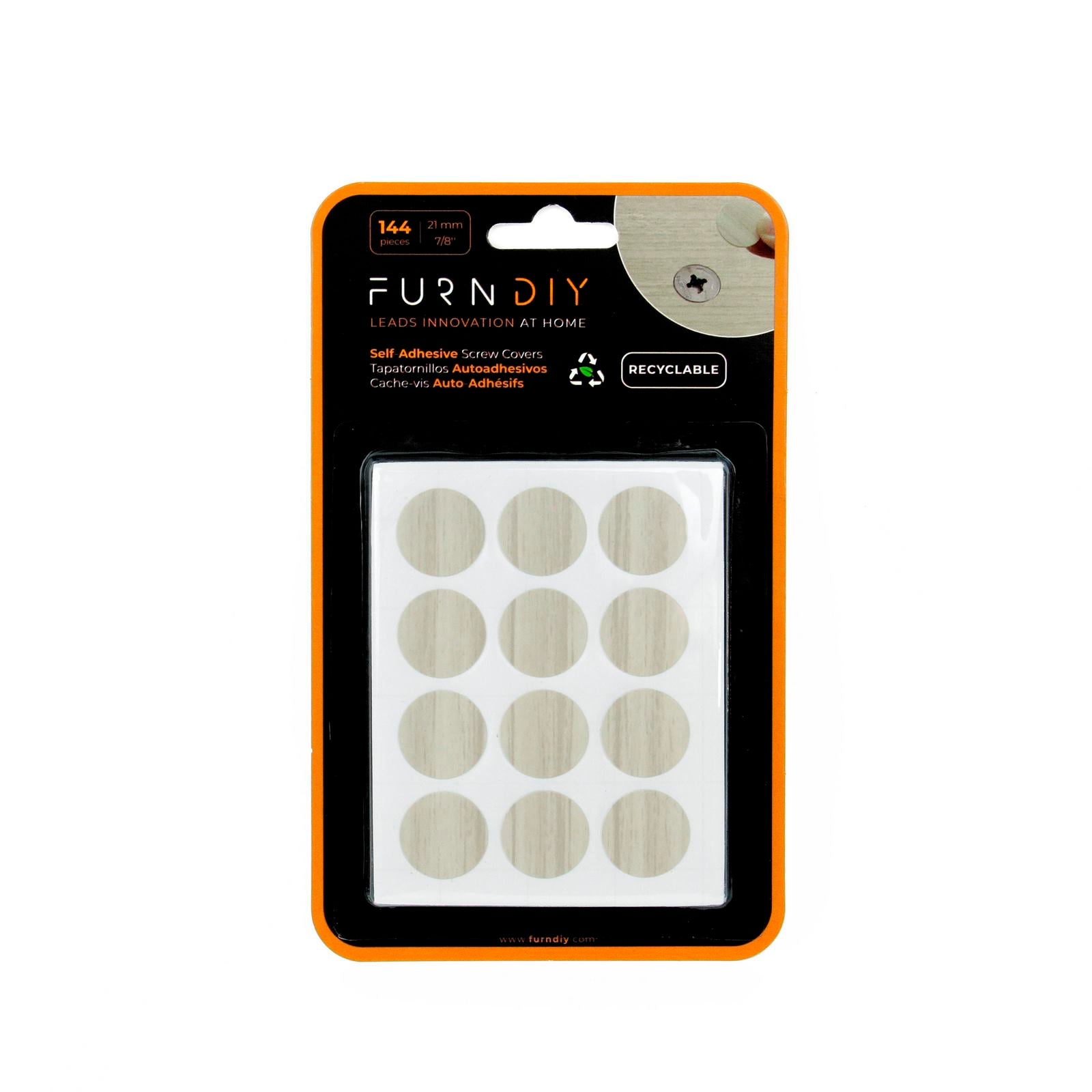 Furndiy Self-Adhesive Screw Cover Caps (Birch)