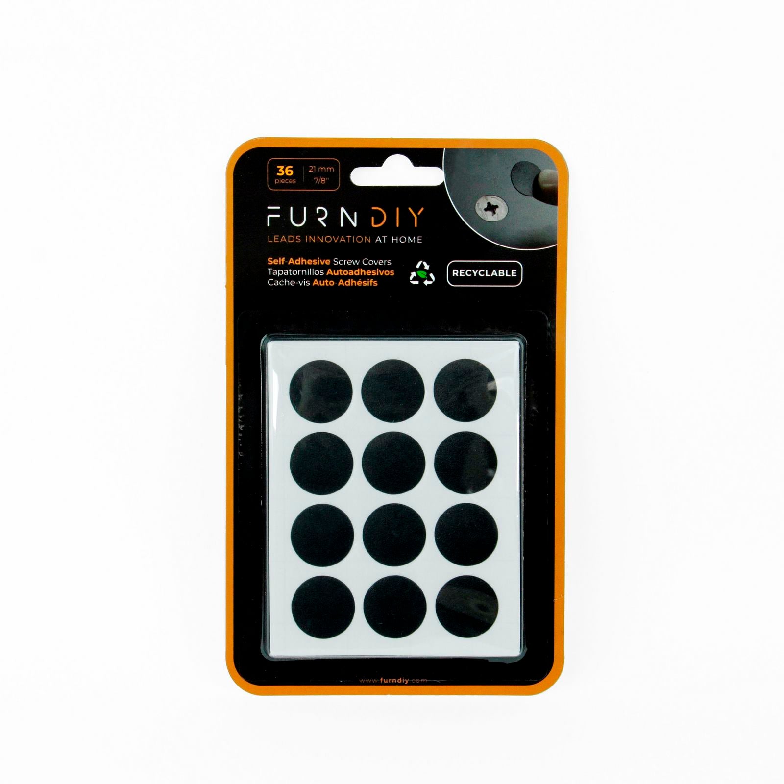 Furndiy Self-Adhesive Screw Cover Caps (Black)