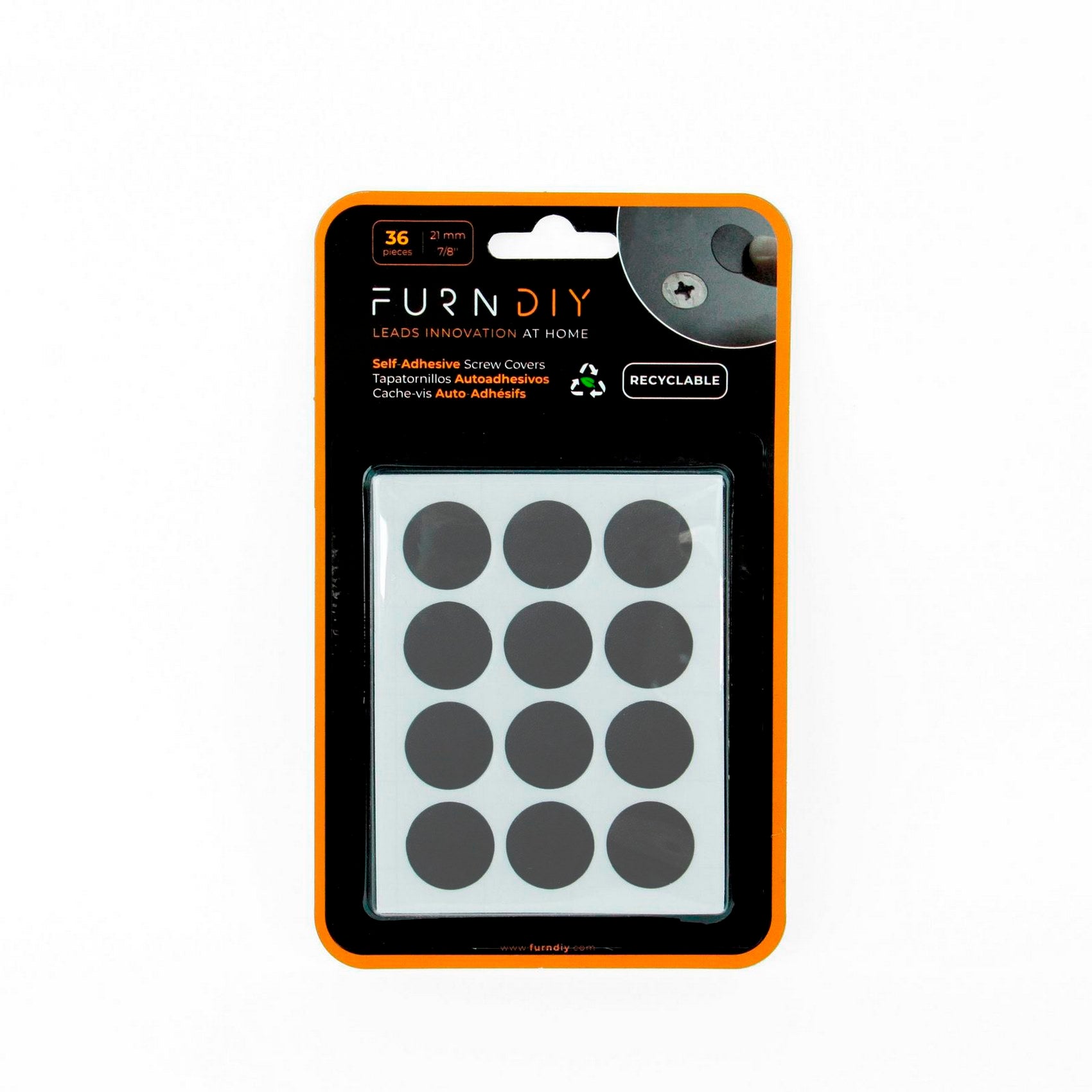 Furndiy Self-Adhesive Screw Cover Caps (Anthracite)