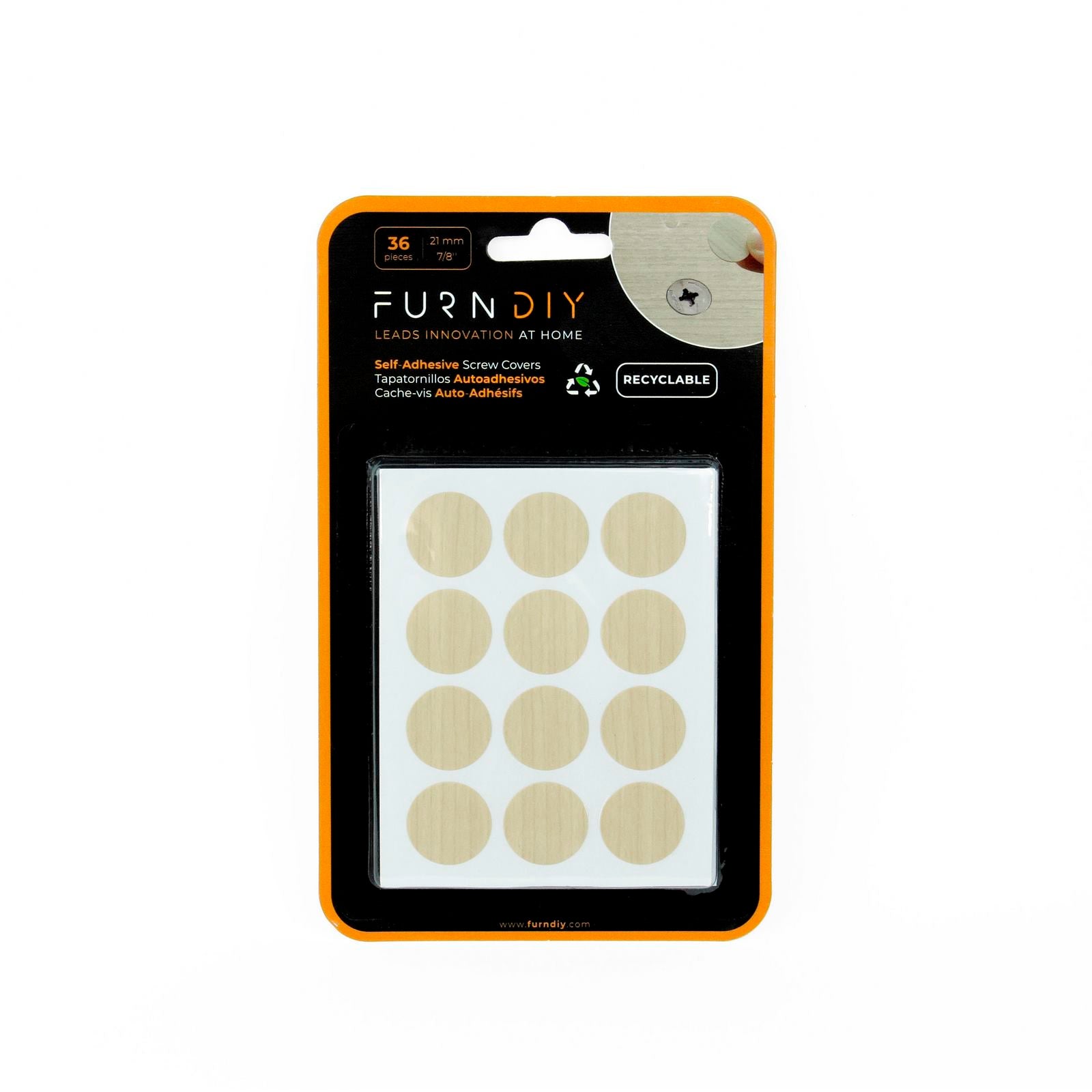 Furndiy Self-Adhesive Screw Cover Caps (Maple)