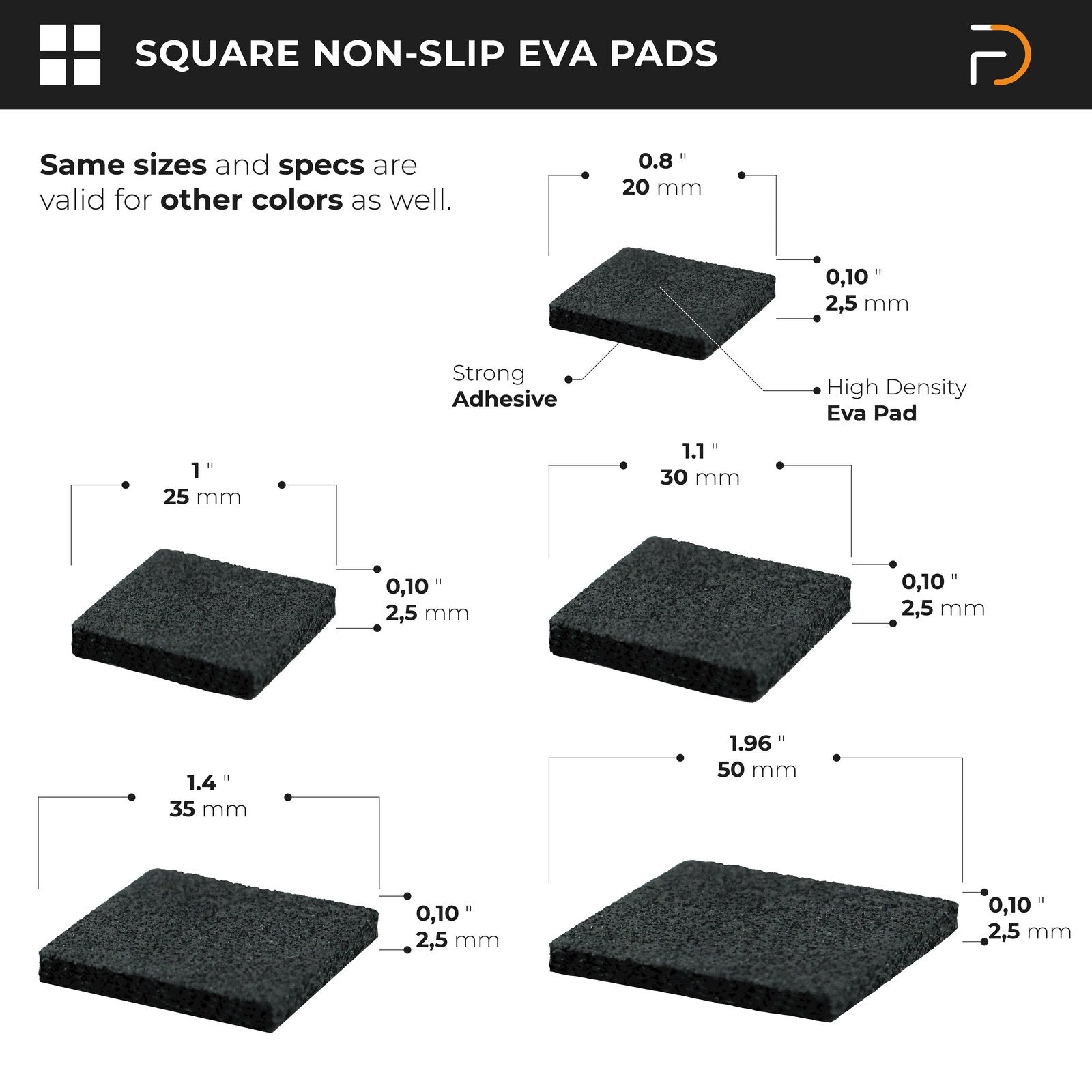 Furndiy Self-Adhesive Non-Slip Eva Pads for Chair & Seat Furniture Feet Pads Hardwood Floor Protection - Noise Stopper (Black)