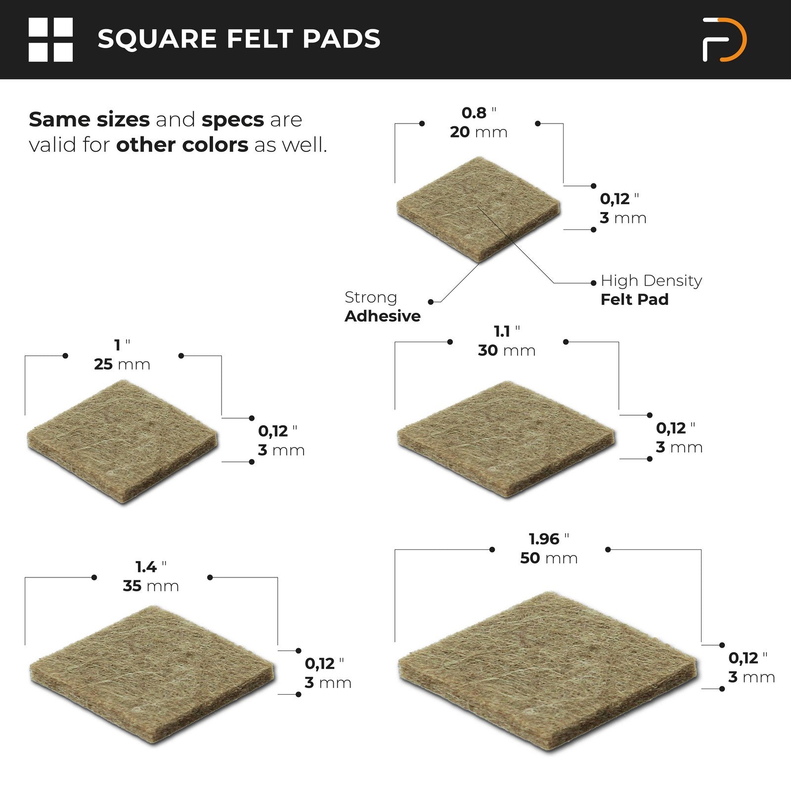 Furndiy Self-Adhesive Felt Pad - Noise Stopper Felt Pad for Chair & Seat (Brown)