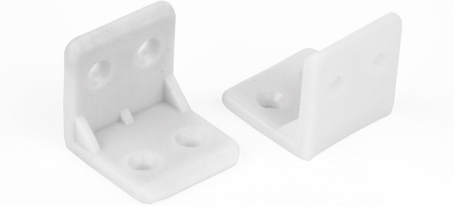 L Shape Corner Connector | Plastic Furniture Corner Brace 4-Hole | Shelf Support Bracket (20Pcs, 25mm - White)