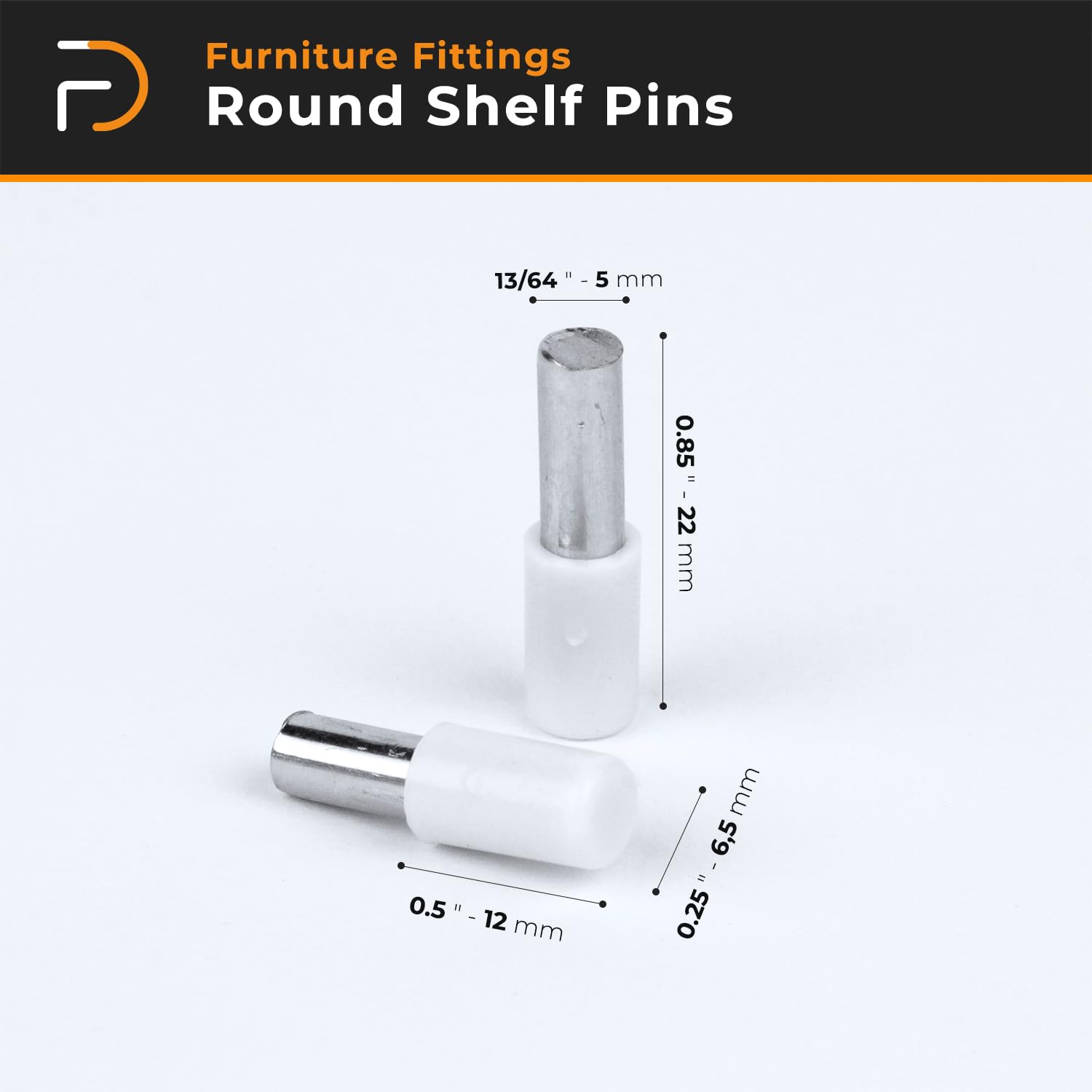 Round Shelf Pins | Shelf Support Pegs for Cabinet (100Pcs, White)