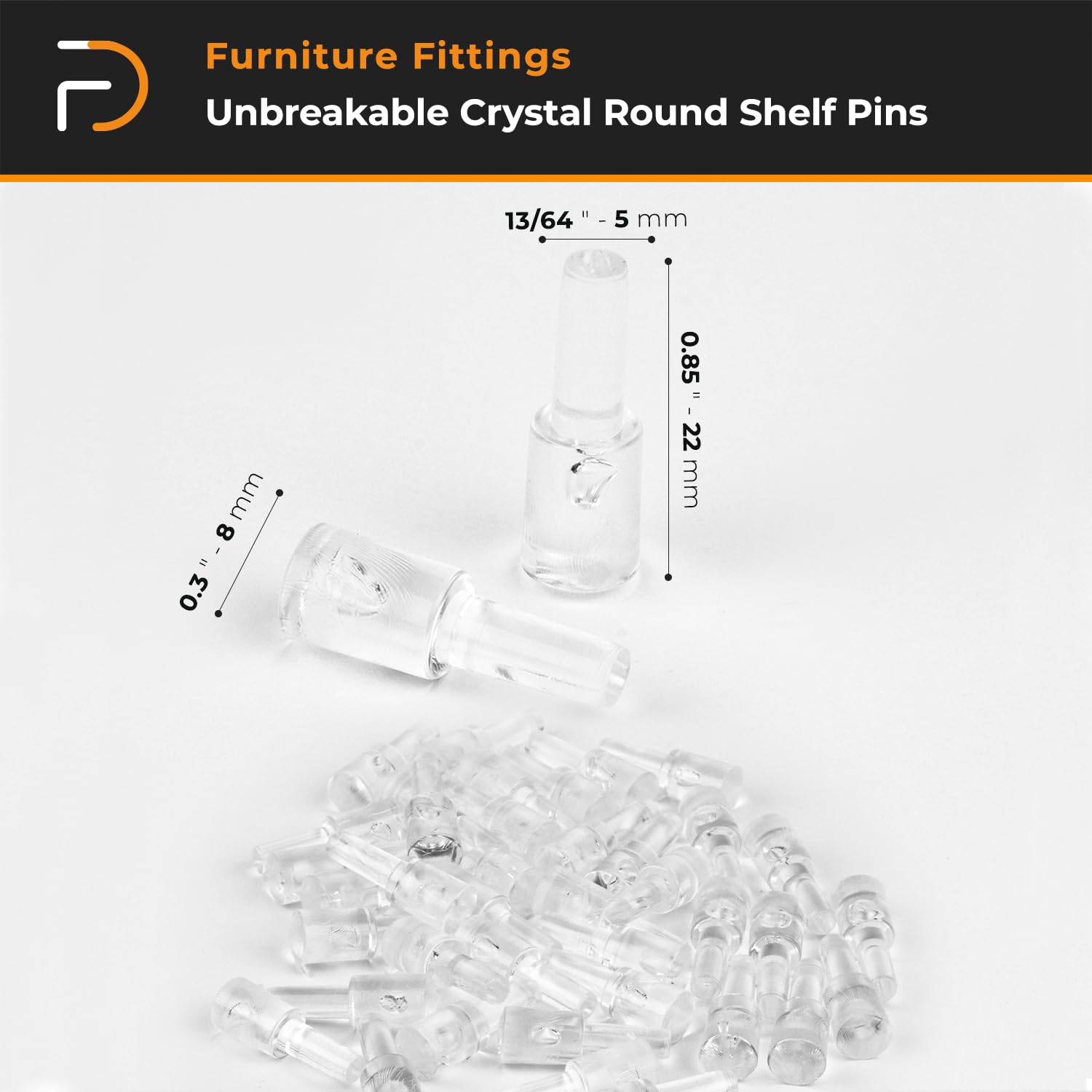 Unbreakable Crystal Round Shelf Pin | Shelves Support Pins | Holder Pins for Shelf Cabinet (100Pcs, Transparent)
