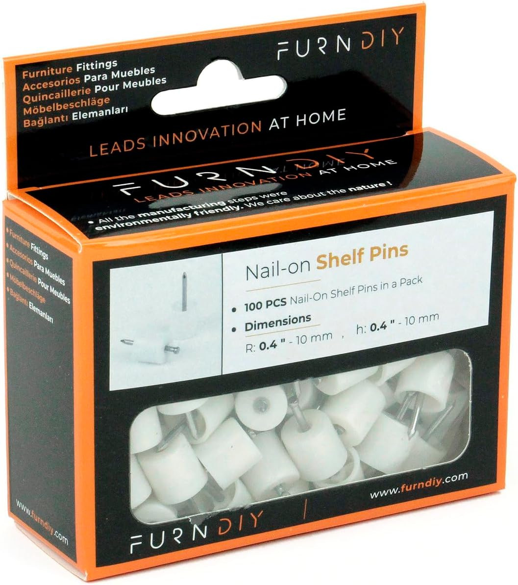 Nail-on Shelf Pin 11mm | Shelves Support | Shelf Holders Pins (100Pcs, White)