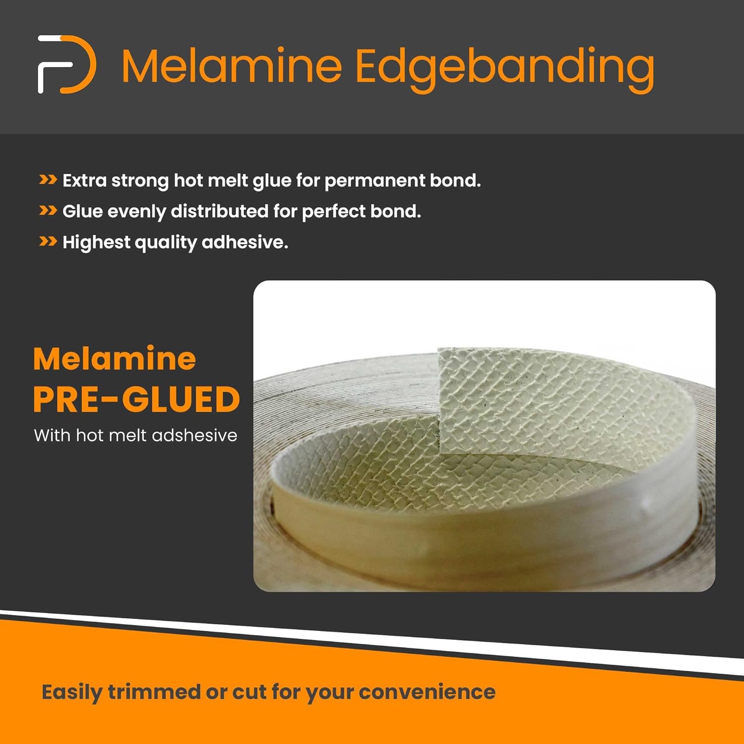 Roll of Pre-Glued Melamine Edgebanding Tape - Iron on Edgebanding (Maple)