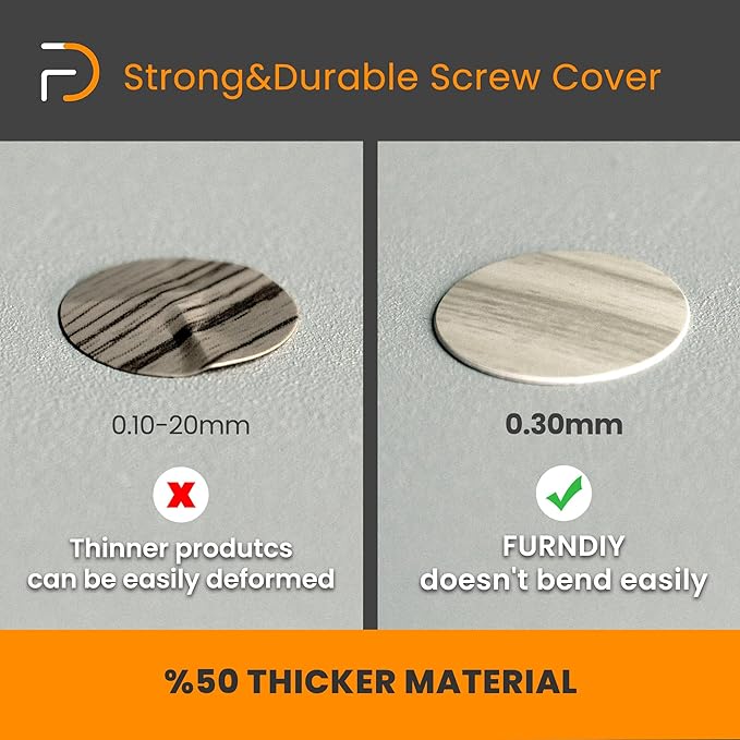 Furndiy Self-Adhesive Screw Cover Caps (Maple)