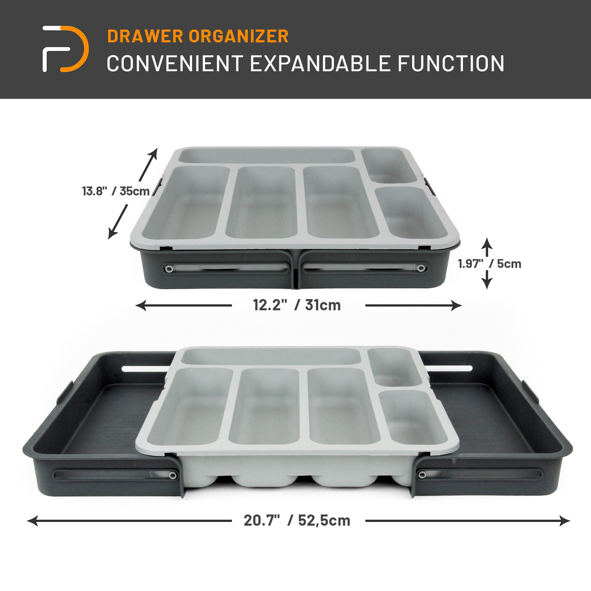 Furndiy Expandable Drawer Organizer Utensil Tray for Kitchen Flatwar