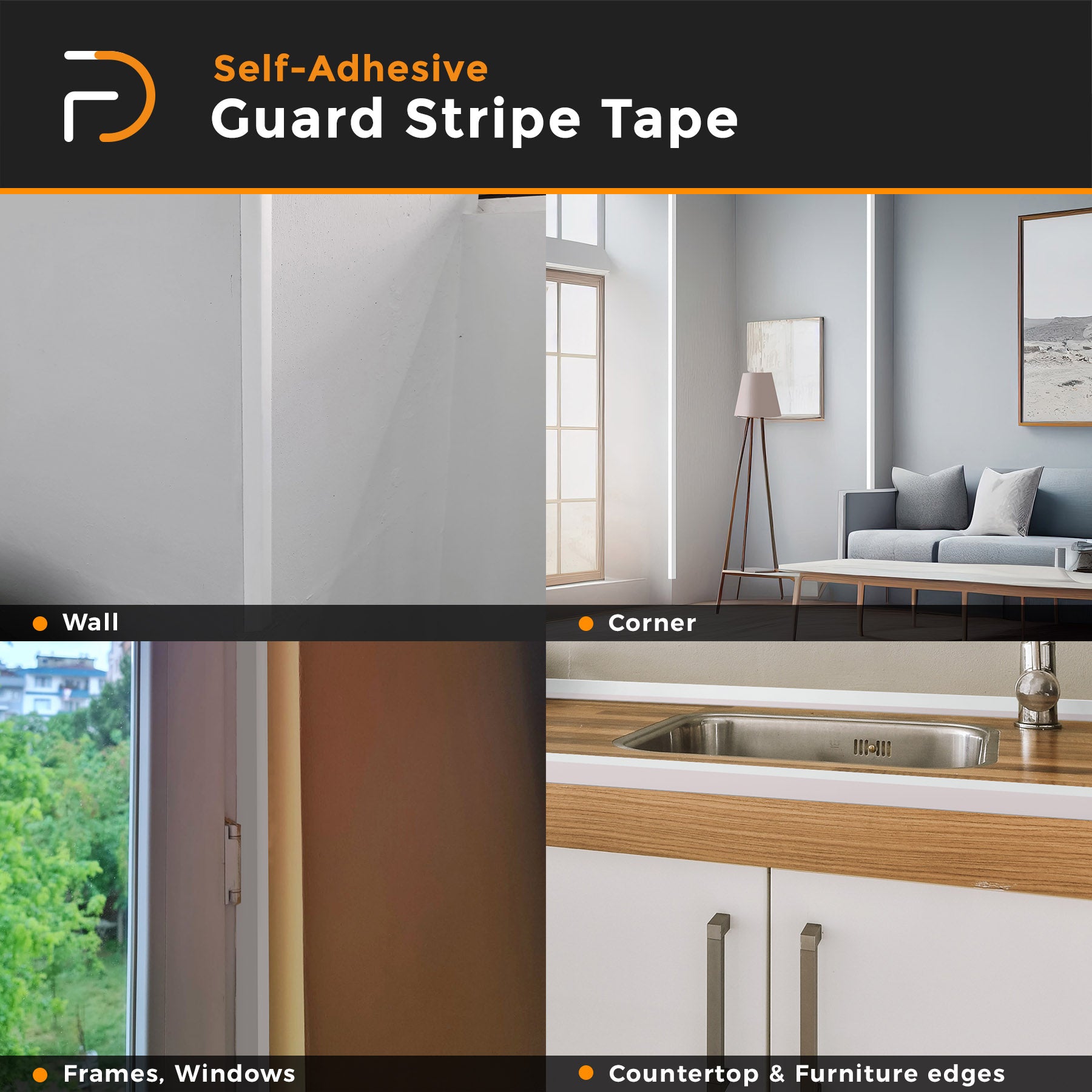 DIY Guard Stripe Tape, Self-adhesive Wall Corner Bumper, Wall Molding Trim, Edge Protector