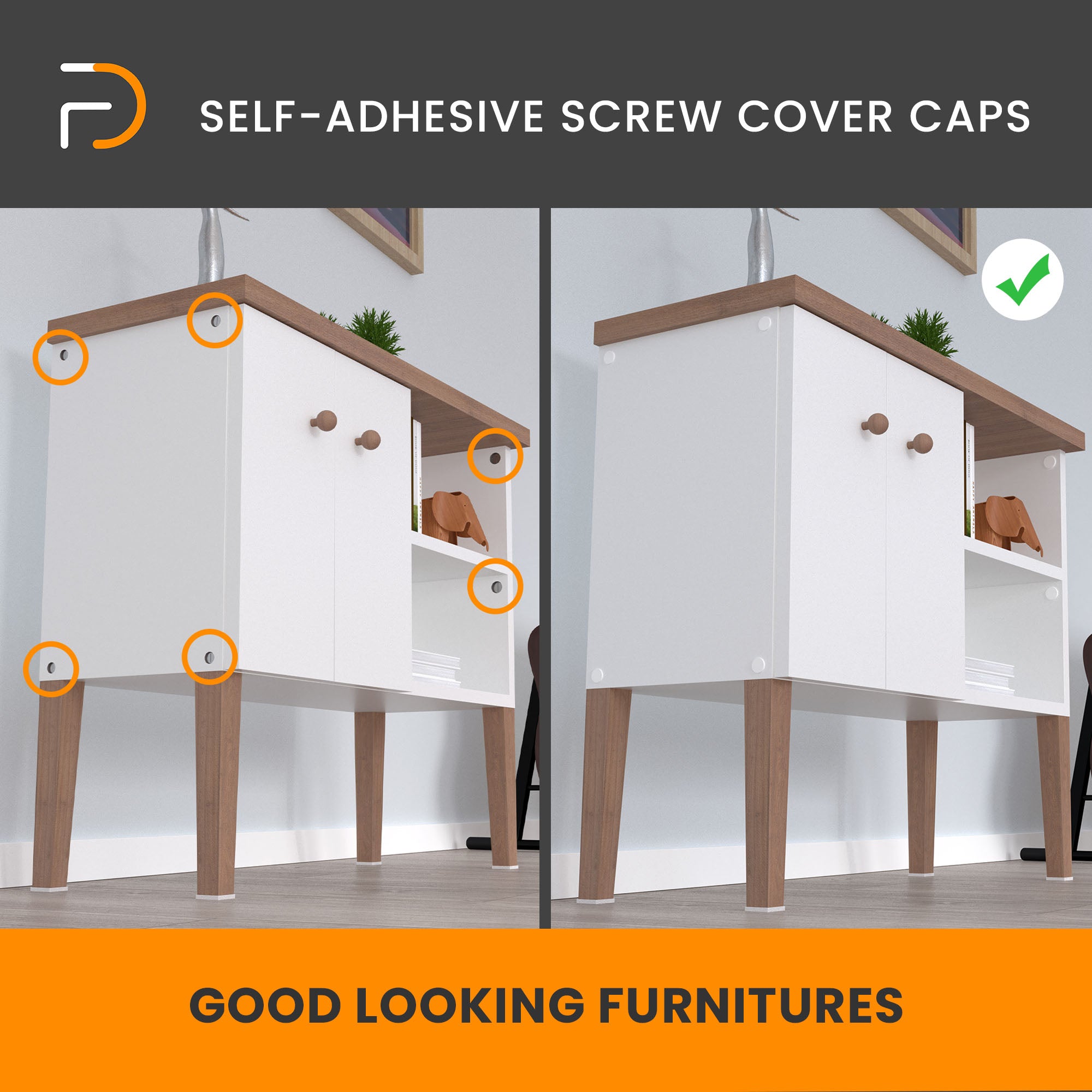 Furndiy Self-Adhesive Screw Cover Caps (Maple)